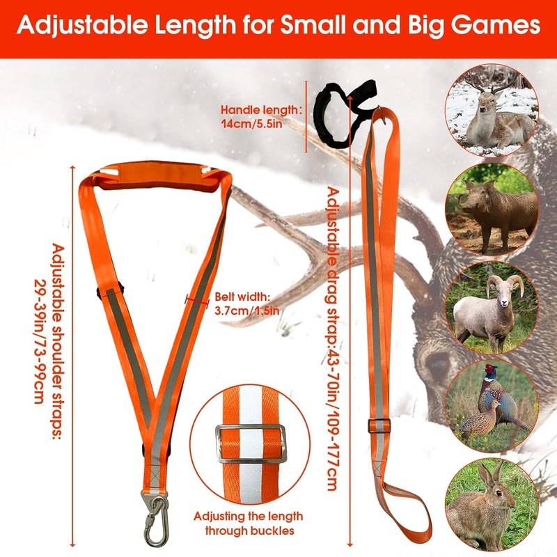 Vecacosic Deer Drag Strap and Harness Heavy Duty Safety Deer Dragging Rope Hunting Accessories for Hunters - Image 2